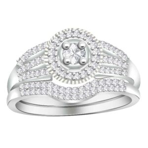 LADIES BRIDAL RING 0.35CT ROUND DIAMOND 10K WHITE GOLD