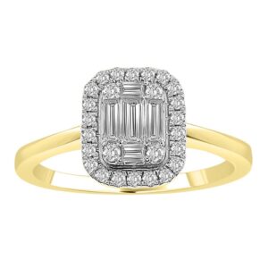 LADIES RING 0.40CT ROUND/BAGUETTE DIAMOND 14K YELLOW GOLD