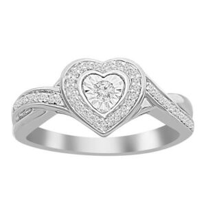 LADIES RING 0.15CT ROUND DIAMOND 10K WHITE GOLD