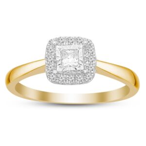 LADIES RING 0.25CT ROUND/PRINCESS DIAMOND 10K YELLOW GOLD