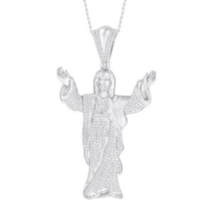 MEN'S CHARM 1.30CT ROUND DIAMOND 14K WHITE GOLD