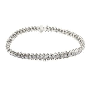 LADIES BRACELET 3.00CT ROUND DIAMOND 14K WHITE GOLD
