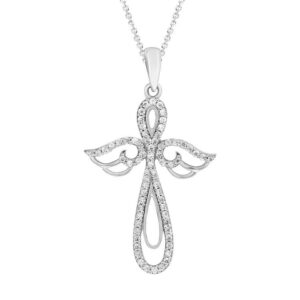 LADIES PENDANT 0.35CT ROUND DIAMOND 10K WHITE GOLD