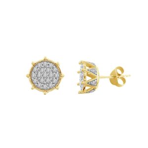LADIES STUD EARRINGS 0.33CT ROUND DIAMOND 10K YELLOW GOLD