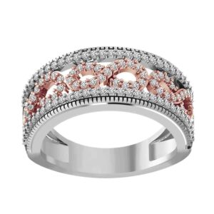 LADIES BAND 0.50CT ROUND DIAMOND 10K WHITE/ROSE GOLD