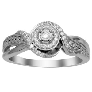 LADIES RING 0.10CT ROUND DIAMOND 10K