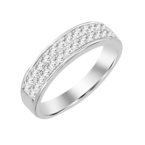 MEN'S BAND ROUND DIAMOND 10K WHITE GOLD
