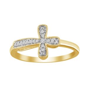 LADIES PROMISE RING 0.05CT ROUND DIAMOND 10K YELLOW GOLD