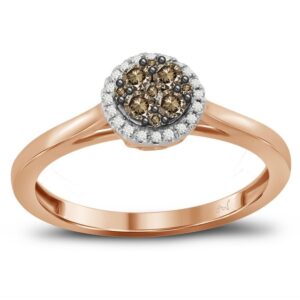 LADIES RING 0.25CT ROUND DARK BROWN DIAMOND 14K ROSE GOLD (SI QUALITY)