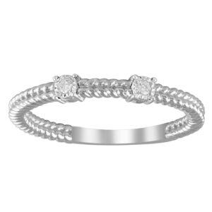 LADIES BAND 0.04CT ROUND DIAMOND 10K WHITE GOLD