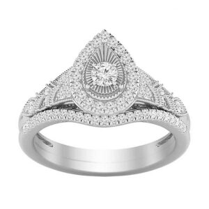 LADIES BRIDAL SET 0.50CT ROUND DIAMOND 14K WHITE GOLD