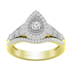 LADIES BRIDAL SET 0.50CT ROUND DIAMOND 14K YELLOW GOLD