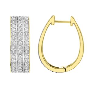 LADIES EARRINGS 2.00CT ROUND DIAMOND 10K YELLOW GOLD