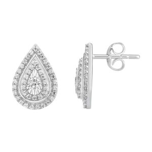 LADIES EARRINGS 0.33CT ROUND DIAMOND 10K WHITE GOLD