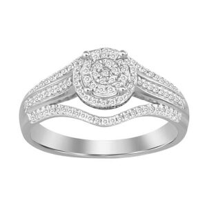 LADIES RING 0.25CT ROUND DIAMOND 10K WHITE GOLD