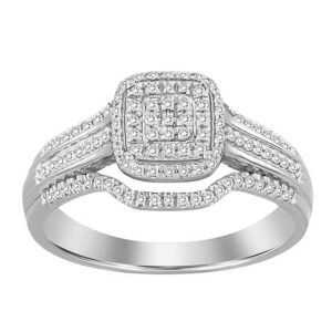 LADIES RING 0.25CT ROUND DIAMOND 10K WHITE GOLD