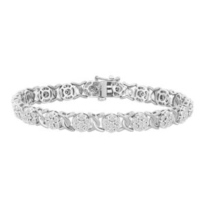 LADIES BRACELET 1.00CT ROUND DIAMOND 10K WHITE GOLD