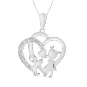 LADIES PENDANT 0.05CT ROUND DIAMOND 10K WHITE GOLD