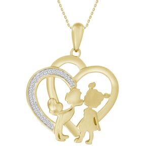 LADIES PENDANT 0.05CT ROUND DIAMOND 10K YELLOW GOLD