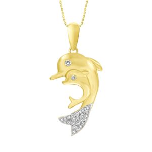 LADIES PENDANT 0.05CT ROUND DIAMOND 10K YELLOW GOLD