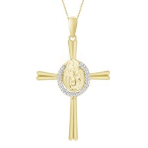 LADIES PENDANT 0.05CT ROUND DIAMOND 10K YELLOW GOLD
