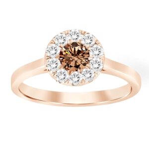 LADIES RING 1.00CT ROUND DARK BROWN DIAMOND 14K ROSE GOLD