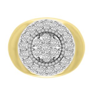 MEN'S RING 0.75CT ROUND DIAMOND 10K YELLOW GOLD