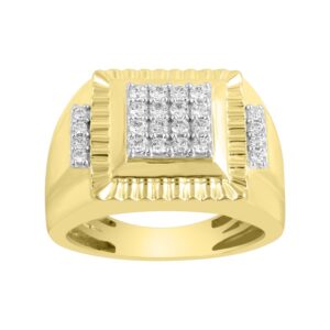 MEN'S RING 0.50CT ROUND DIAMOND 10K YELLOW GOLD