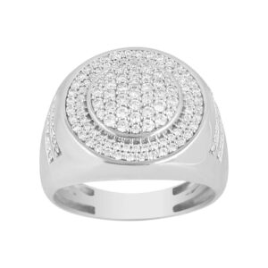 MEN'S RING 1.00CT ROUND DIAMOND 10K WHITE GOLD
