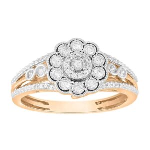 LADIES RING 0.25CT ROUND DIAMOND 10K ROSE GOLD