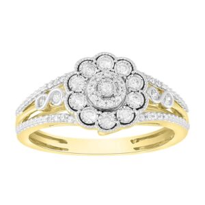 LADIES RING 0.25CT ROUND DIAMOND 10K YELLOW GOLD