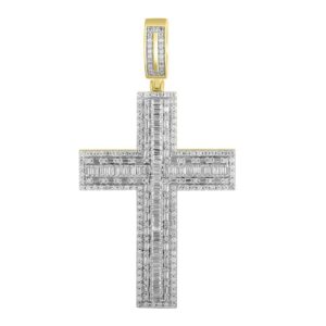 MEN'S PENDANT 2.00CT ROUND/BAGUETTE DIAMOND 10K YELLOW GOLD