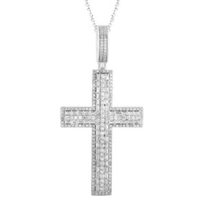 MEN'S PENDANT 2.00CT ROUND/BAGUETTE DIAMOND 10K WHITE GOLD
