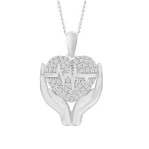 LADIES PENDANT 0.15CT ROUND DIAMOND 10K WHITE GOLD