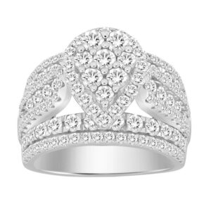 LADIES RING 3.00CT ROUND DIAMOND 10K WHITE GOLD