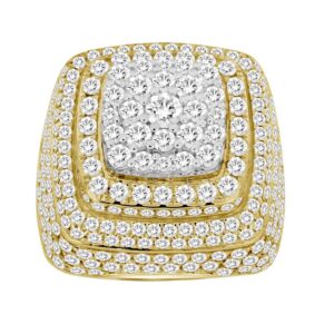 MEN'S RING 5.70CT ROUND DIAMOND 10K YELLOW GOLD