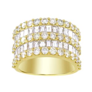 MEN'S BAND 5.55CT ROUND/BAGUETTE DIAMOND 10K YELLOW GOLD