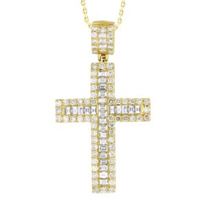 MEN'S CHARM 5.00CT ROUND/BAGUETTE DIAMOND 10K YELLOW GOLD