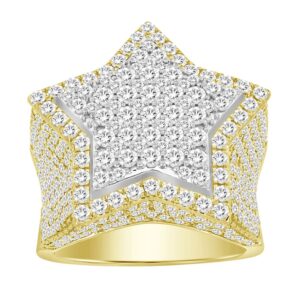 MEN'S RING 4.50CT ROUND DIAMOND 10K WHITE/YELLOW GOLD