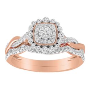 LADIES BRIDAL SET 0.50CT ROUND DIAMOND 10K ROSE GOLD