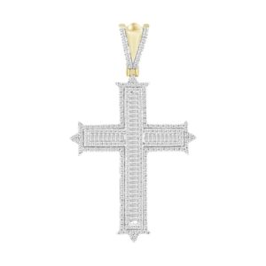 MEN'S CHARM 1.00CT ROUND/BAGUETTE DIAMOND 10K YELLOW GOLD