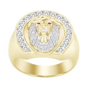 MEN'S RING 0.75CT ROUND DIAMOND 10K YELLOW GOLD