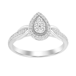 LADIES RING 0.25CT ROUND DIAMOND 10K WHITE GOLD