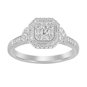 LADIES RING 0.25CT ROUND/BAGUETTE DIAMOND 10K WHITE GOLD