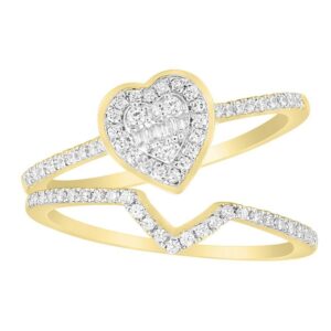 LADIES BRIDAL SET 0.33CT ROUND/BAGUETTE DIAMOND 10K YELLOW GOLD