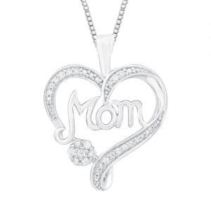 LADIES PENDANT WITH CHAIN 0.10CT ROUND DIAMOND STERLING SILVER/WHITE GOLD