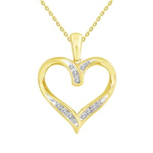 LADIES PENDANT WITH CHAIN 0.10CT ROUND DIAMOND 10K YELLOW GOLD