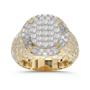 MEN'S RING 1.00CT ROUND/BAGUETTE DIAMOND 10K YELLOW GOLD