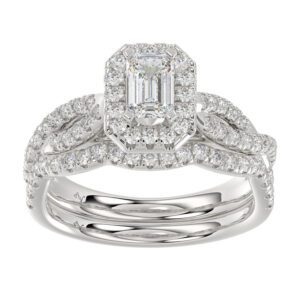 LADIES SEMI MOUNT  BRIDAL SET 0.75CT ROUND DIAMOND 14K WHITE GOLD