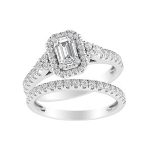 LADIES SEMI MOUNT BRIDAL SET 0.75CT ROUND DIAMOND 14K WHITE GOLD (SI QUALITY)